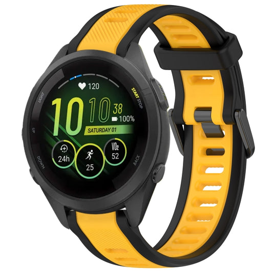 For Garmin Forerunner 265S 18mm Two Color Textured Silicone Watch Band(Yellow+Black) by bashfashion