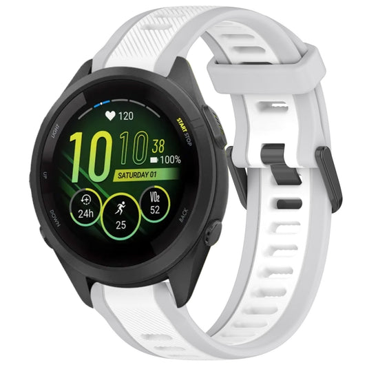 For Garmin Forerunner 265S 18mm Two Color Textured Silicone Watch Band(White+Grey) by bashfashion