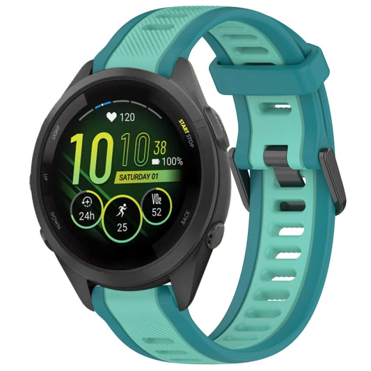 For Garmin Forerunner 265S 18mm Two Color Textured Silicone Watch Band(Teal) by bashfashion