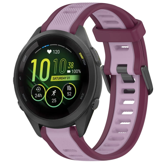 For Garmin Forerunner 265S 18mm Two Color Textured Silicone Watch Band(Purple) by bashfashion