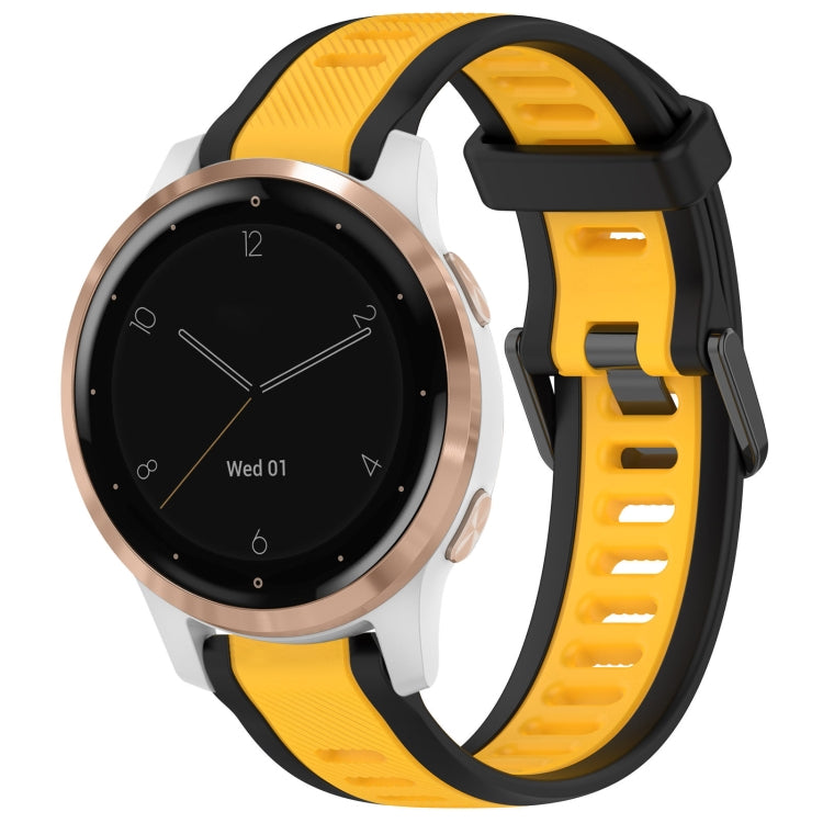 For Garmin Active S 18mm Two Color Textured Silicone Watch Band(Yellow+Black) by bashfashion