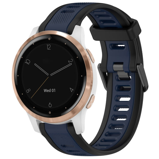 For Garmin Active S 18mm Two Color Textured Silicone Watch Band(Midnight Blue+Black) by bashfashion