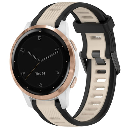 For Garmin Active S 18mm Two Color Textured Silicone Watch Band(Starlight + Black) by bashfashion