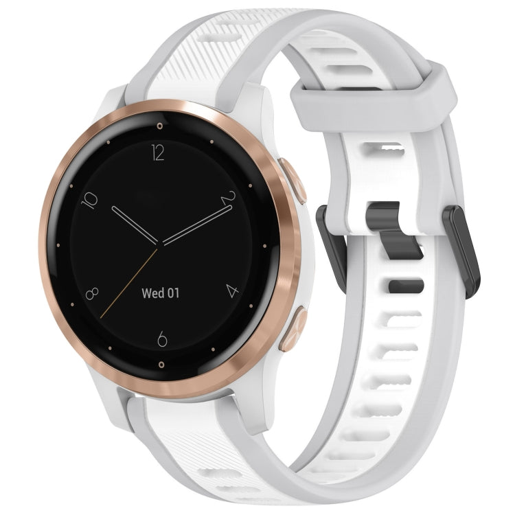 For Garmin Active S 18mm Two Color Textured Silicone Watch Band(White+Grey) by bashfashion