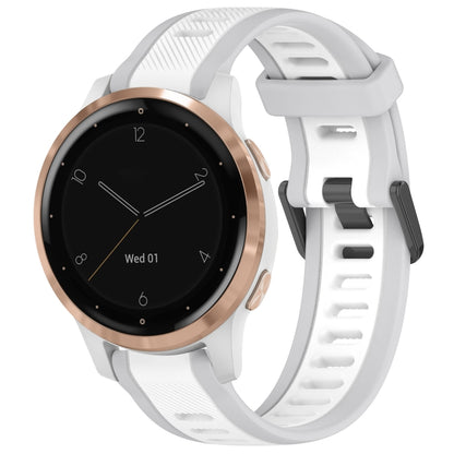 For Garmin Active S 18mm Two Color Textured Silicone Watch Band(White+Grey) by bashfashion