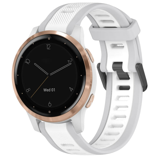 For Garmin Active S 18mm Two Color Textured Silicone Watch Band(White+Grey) by bashfashion