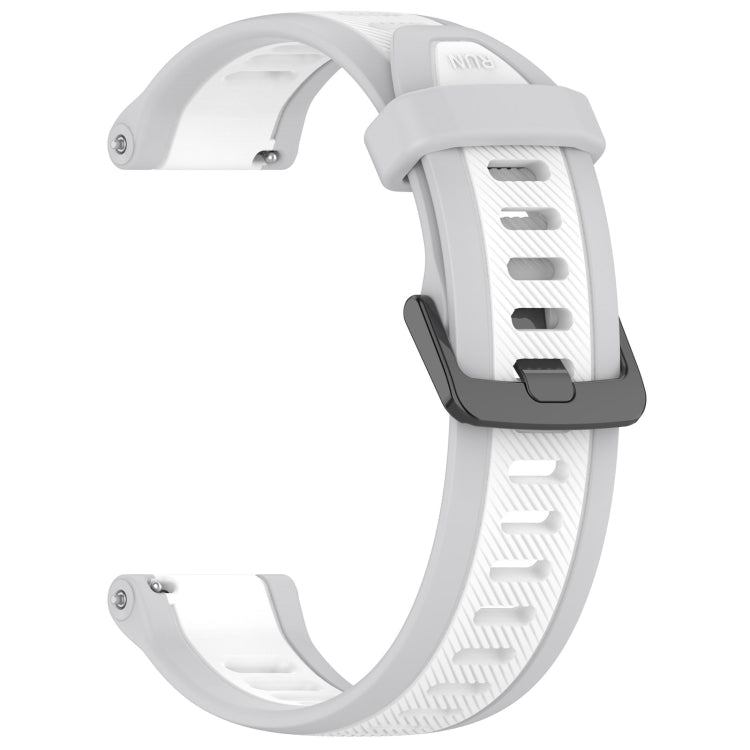 For Garmin Active S 18mm Two Color Textured Silicone Watch Band(White+Grey) by bashfashion