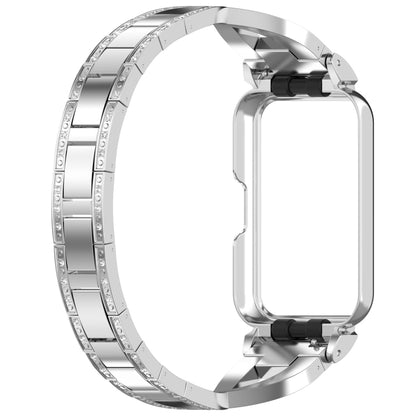 For Samsung Galaxy Fit 3 X Shaped Dual Row Diamond Metal Frame Watch Band(Silver) by bashfashion