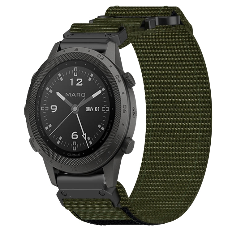 For Garmin MARQ Commander 22mm Nylon Hook And Loop Fastener Watch Band(Army Green) by bashfashion
