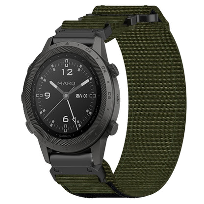 For Garmin MARQ Commander 22mm Nylon Hook And Loop Fastener Watch Band(Army Green) by bashfashion