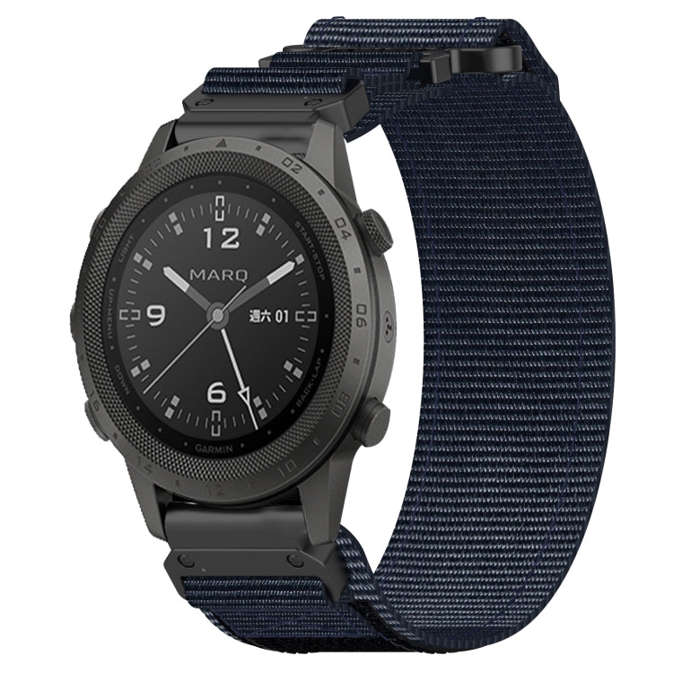 For Garmin MARQ Commander 22mm Nylon Hook And Loop Fastener Watch Band(Blue) by bashfashion