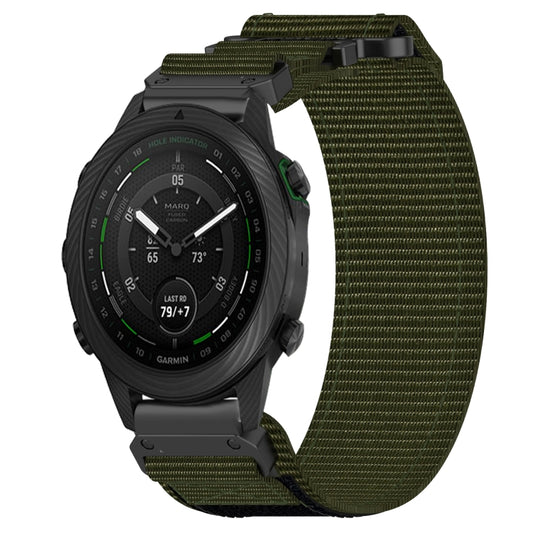 For Garmin MARQ Golfer 22mm Nylon Hook And Loop Fastener Watch Band(Army Green) by bashfashion