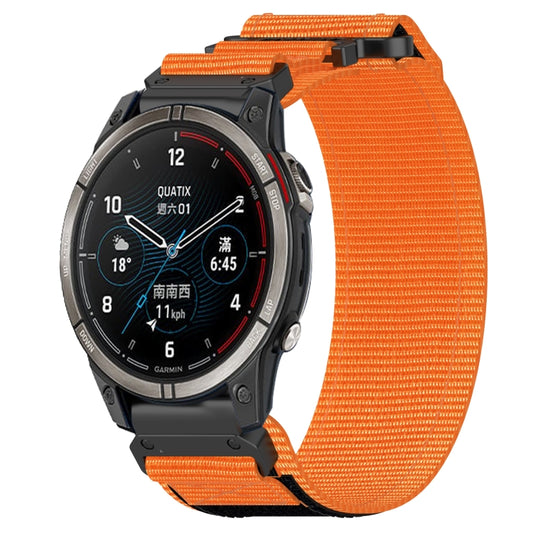 For Garmin Quatix 7 Pro 22mm Nylon Hook And Loop Fastener Watch Band(Orange) by bashfashion
