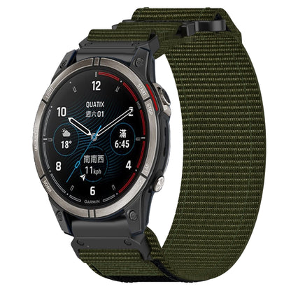 For Garmin Quatix 7 Pro 22mm Nylon Hook And Loop Fastener Watch Band(Army Green) by bashfashion