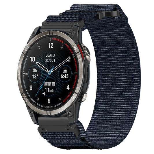For Garmin Quatix 7 Pro 22mm Nylon Hook And Loop Fastener Watch Band(Blue) by bashfashion
