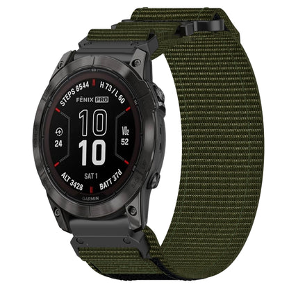 For Garmin Fenix 7 Pro 47mm 22mm Nylon Hook And Loop Fastener Watch Band(Army Green) by bashfashion