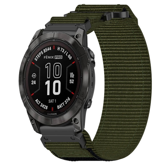 For Garmin Fenix 7 Pro 47mm 22mm Nylon Hook And Loop Fastener Watch Band(Army Green) by bashfashion