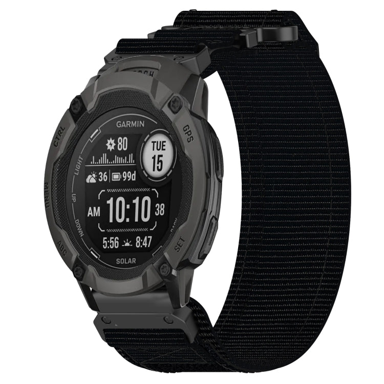 For Garmin Instinct 2 Solar 22mm Nylon Hook And Loop Fastener Watch Band(Black) by bashfashion