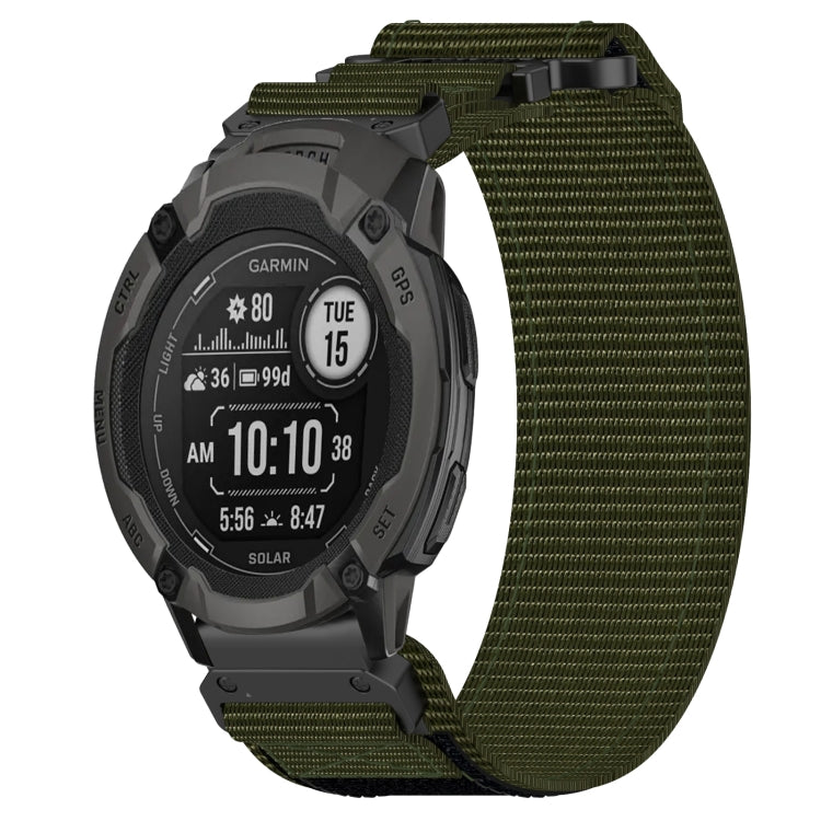 For Garmin Instinct 2 Solar 22mm Nylon Hook And Loop Fastener Watch Band(Army Green) by bashfashion