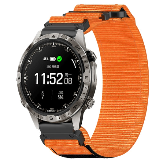 For Garmin MARQ Adventurer Gen 2 22mm Nylon Hook And Loop Fastener Watch Band(Orange) by bashfashion