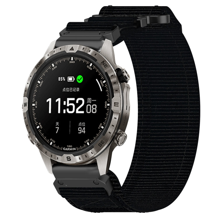 For Garmin MARQ Adventurer Gen 2 22mm Nylon Hook And Loop Fastener Watch Band(Black) by bashfashion
