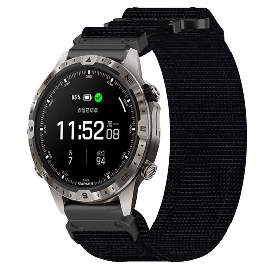 For Garmin MARQ Adventurer Gen 2 22mm Nylon Hook And Loop Fastener Watch Band(Black) by bashfashion