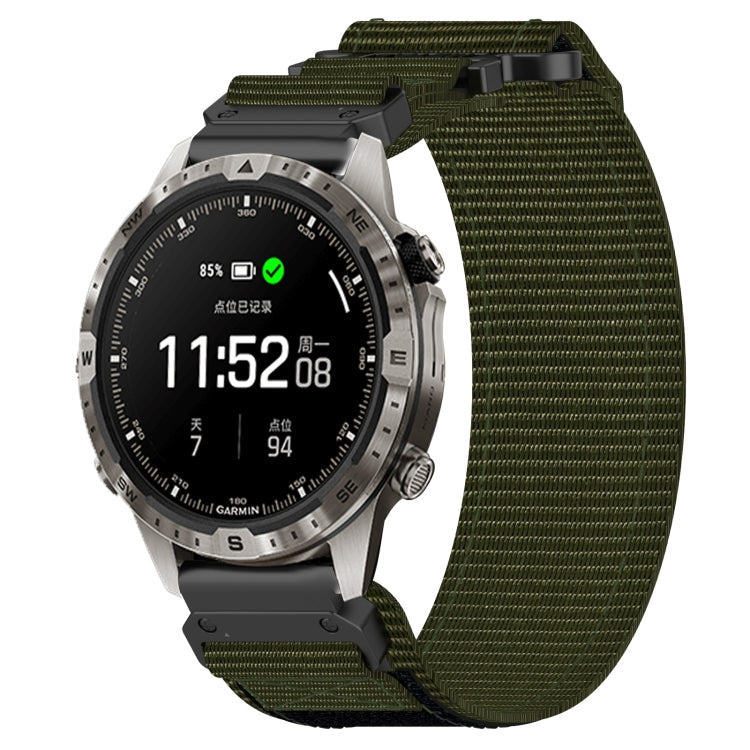 For Garmin MARQ Adventurer Gen 2 22mm Nylon Hook And Loop Fastener Watch Band(Army Green) by bashfashion