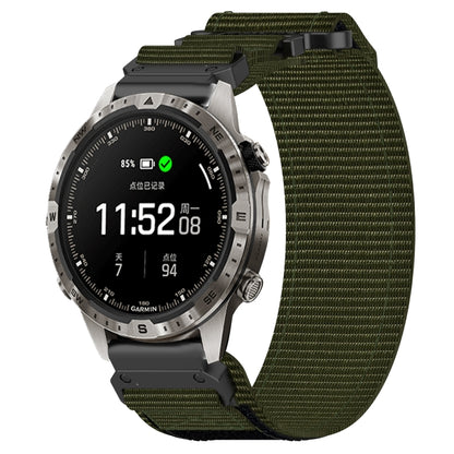 For Garmin MARQ Adventurer Gen 2 22mm Nylon Hook And Loop Fastener Watch Band(Army Green) by bashfashion