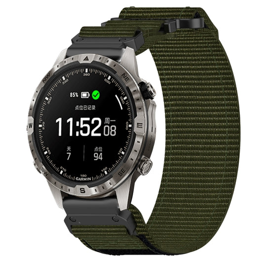 For Garmin MARQ Adventurer Gen 2 22mm Nylon Hook And Loop Fastener Watch Band(Army Green) by bashfashion