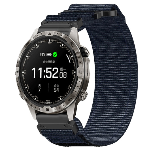 For Garmin MARQ Adventurer Gen 2 22mm Nylon Hook And Loop Fastener Watch Band(Blue) by bashfashion