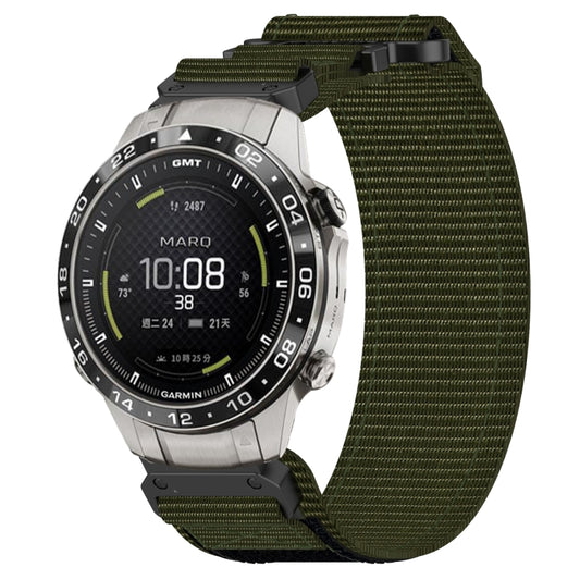 For Garmin MARQ Aviator Gen 2 22mm Nylon Hook And Loop Fastener Watch Band(Army Green) by bashfashion