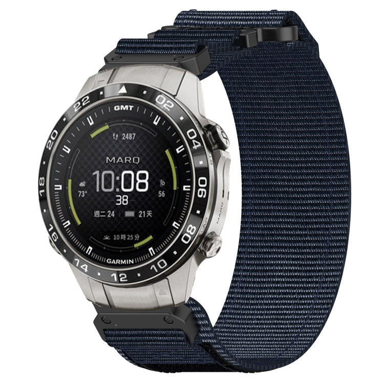 For Garmin MARQ Aviator Gen 2 22mm Nylon Hook And Loop Fastener Watch Band(Blue) by bashfashion