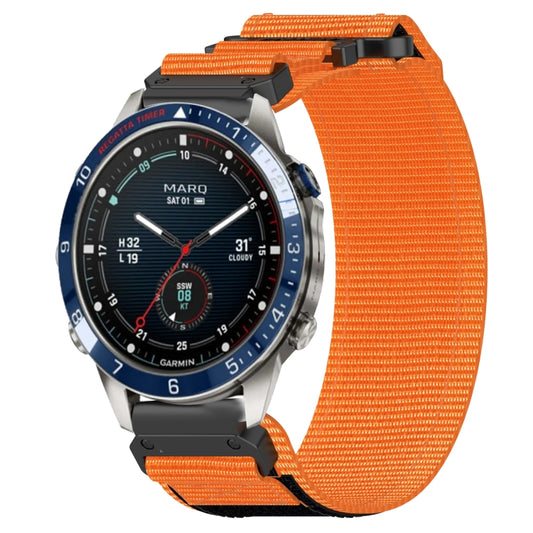 For Garmin MARQ Captain Gen 2 22mm Nylon Hook And Loop Fastener Watch Band(Orange) by bashfashion