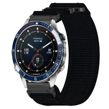 For Garmin MARQ Captain Gen 2 22mm Nylon Hook And Loop Fastener Watch Band(Black) by bashfashion