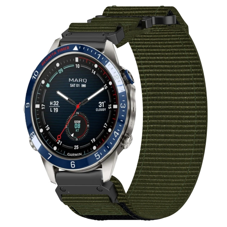 For Garmin MARQ Captain Gen 2 22mm Nylon Hook And Loop Fastener Watch Band(Army Green) by bashfashion