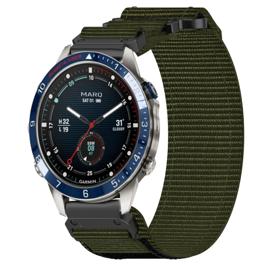 For Garmin MARQ Captain Gen 2 22mm Nylon Hook And Loop Fastener Watch Band(Army Green) by bashfashion