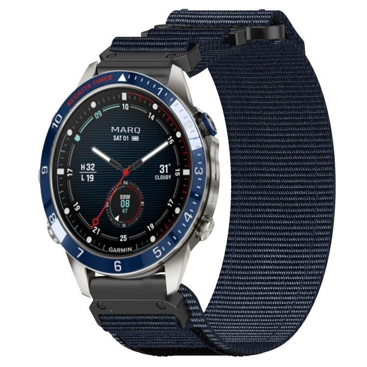 For Garmin MARQ Captain Gen 2 22mm Nylon Hook And Loop Fastener Watch Band(Blue) by bashfashion