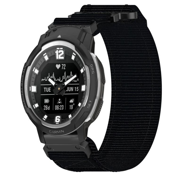 For Garmin Instinct Crossover 22mm Nylon Hook And Loop Fastener Watch Band(Black) by bashfashion