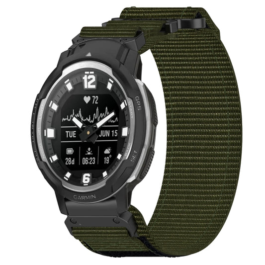 For Garmin Instinct Crossover 22mm Nylon Hook And Loop Fastener Watch Band(Army Green) by bashfashion