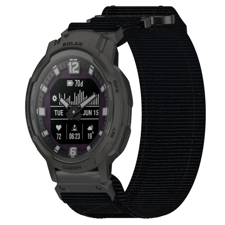 For Garmin Instinct Crossover Solar 22mm Nylon Hook And Loop Fastener Watch Band(Black) by bashfashion