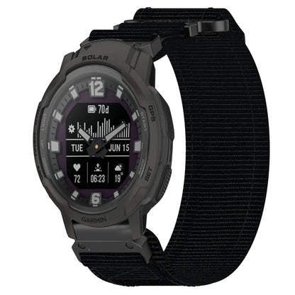 For Garmin Instinct Crossover Solar 22mm Nylon Hook And Loop Fastener Watch Band(Black) by bashfashion