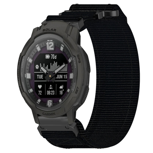 For Garmin Instinct Crossover Solar 22mm Nylon Hook And Loop Fastener Watch Band(Black) by bashfashion