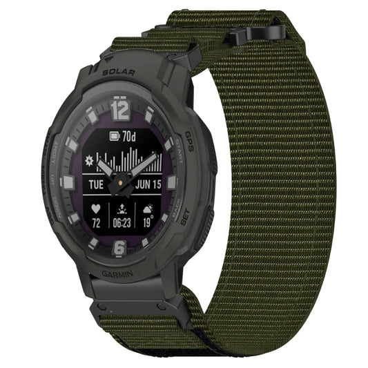 For Garmin Instinct Crossover Solar 22mm Nylon Hook And Loop Fastener Watch Band(Army Green) by bashfashion