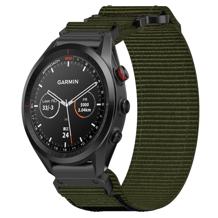 For Garmin Approach S62 22mm Nylon Hook And Loop Fastener Watch Band(Army Green) by bashfashion