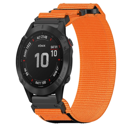 For Garmin Fenix 6 22mm Nylon Hook And Loop Fastener Watch Band(Orange) by bashfashion