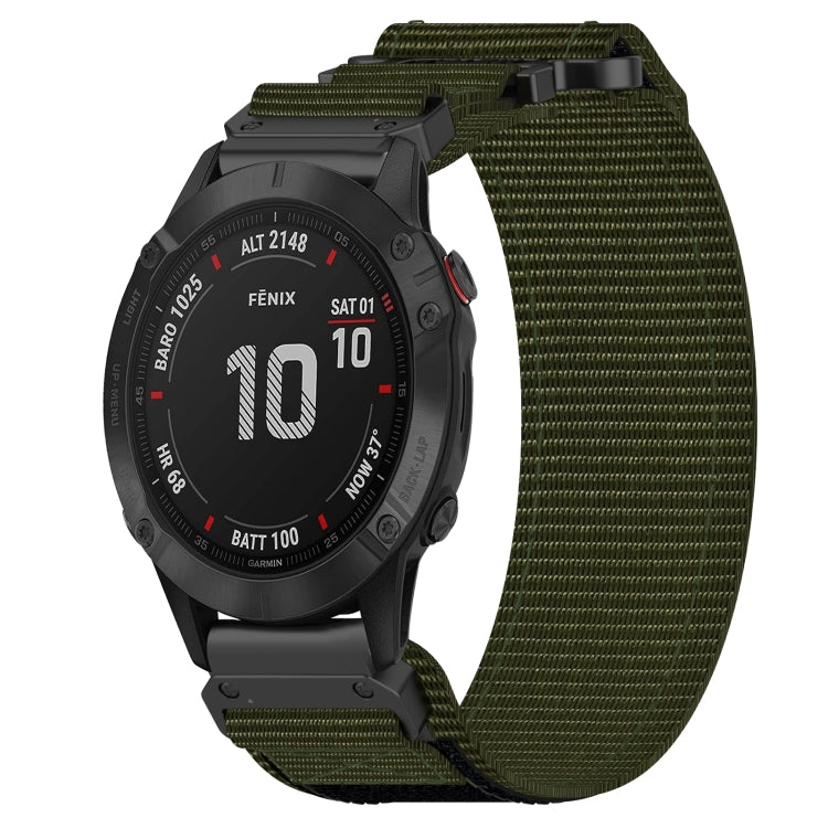 For Garmin Fenix 6 22mm Nylon Hook And Loop Fastener Watch Band(Army Green) by bashfashion