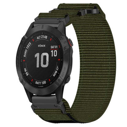 For Garmin Fenix 6 22mm Nylon Hook And Loop Fastener Watch Band(Army Green) by bashfashion