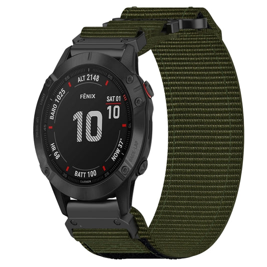 For Garmin Fenix 6 22mm Nylon Hook And Loop Fastener Watch Band(Army Green) by bashfashion