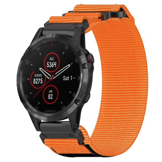 For Garmin Fenix 5 Plus 22mm Nylon Hook And Loop Fastener Watch Band(Orange) by bashfashion