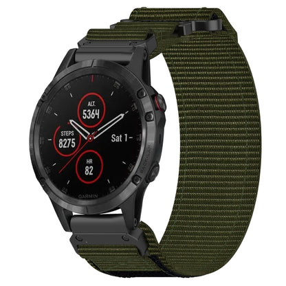 For Garmin Fenix 5 Plus 22mm Nylon Hook And Loop Fastener Watch Band(Army Green) by bashfashion